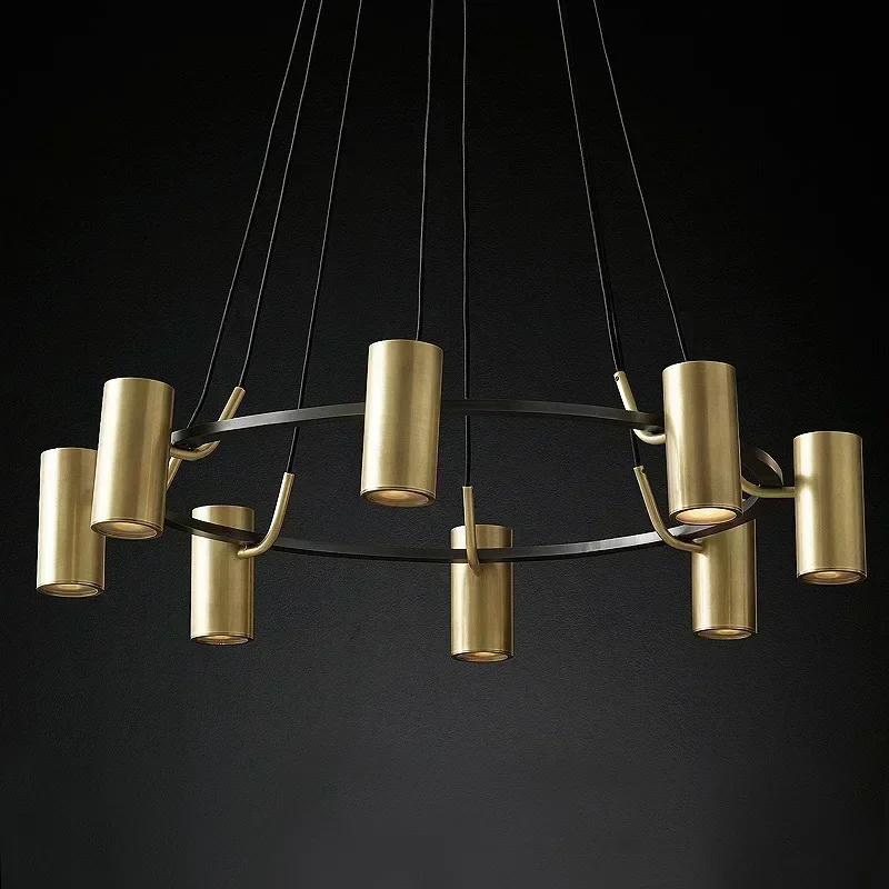 Minimalist Chandeliers Gold LED Black Ring Living Room Dining Lighting Bedroom Hanglamp GU10 Bulb Wire Adjustable