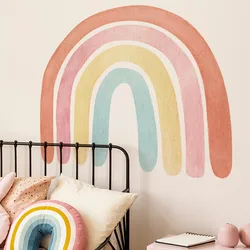 Large Rainbow Wall Stickers For Kids Rooms Nordic Bohemia Style Decorative Cute Wallpaper Sticker For Children Nursery Room Girl