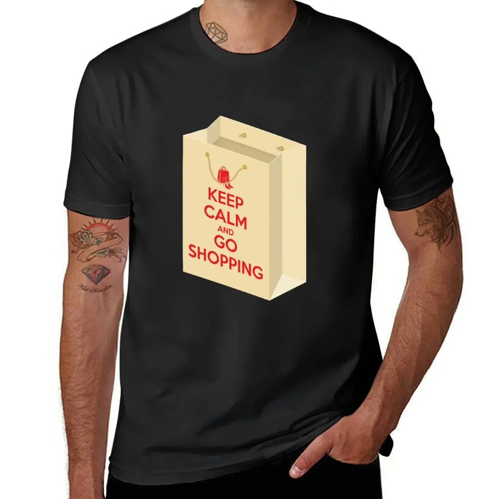 

Keep calm and go shopping (bag1) T-Shirt custom t shirt fashion shirts mens cotton t shirts