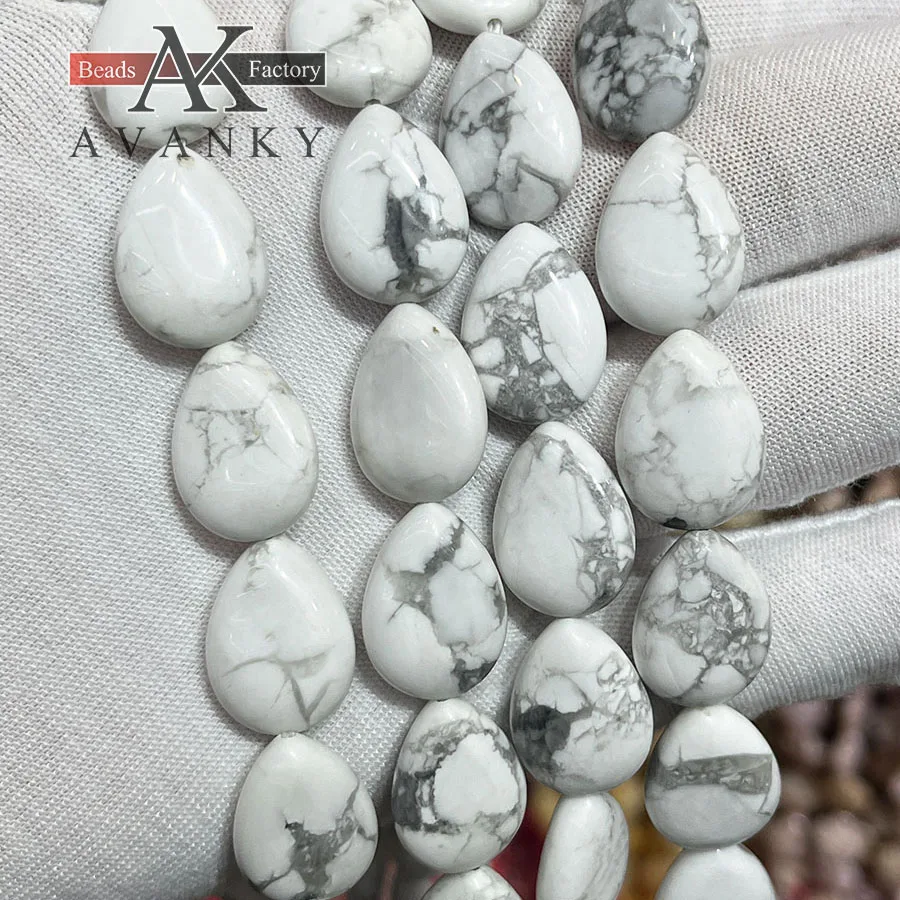 Natural White Turquoise Water Droplet Melon Seeds Shape Loose Beads Jewelry Making DIY Necklace Bracelet Accessory 15''13x18mm