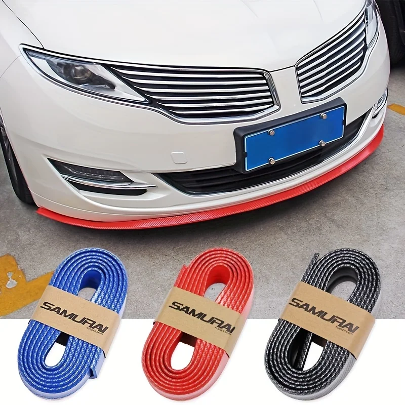 Car Lip ProtectorCarbon Fiber Rubber Edge Protection StripCrash Proof Front Bumper StripNo Drill Adhesive Skirt Decoration