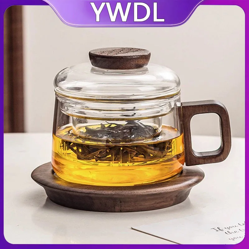 

200ml High Borosilicate Glass Tea Cup With Filter Multifunctional Wooden Handle Tea Separation Mug Office Home Kung Fu Teaware