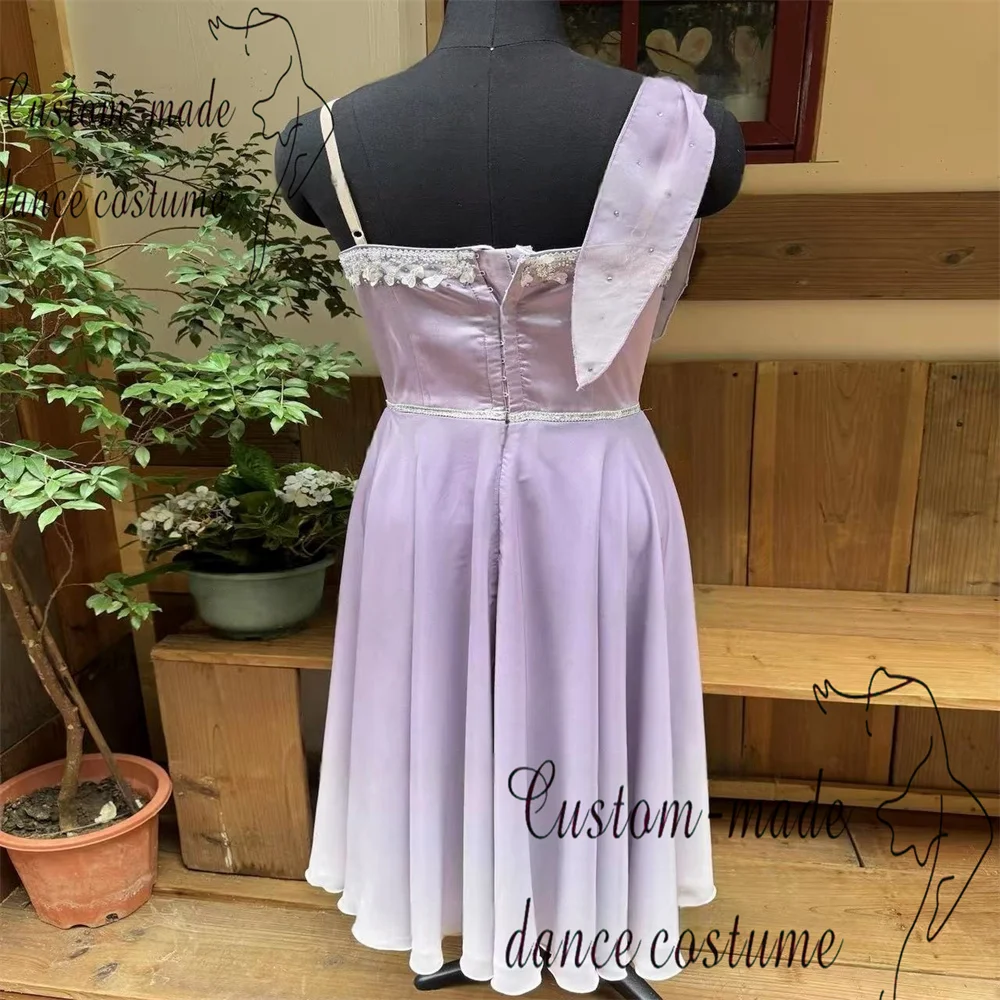 Pirate ballet dress Tchaikovsky female variation private custom purple gradient white sparkling diamond ribbon long dress