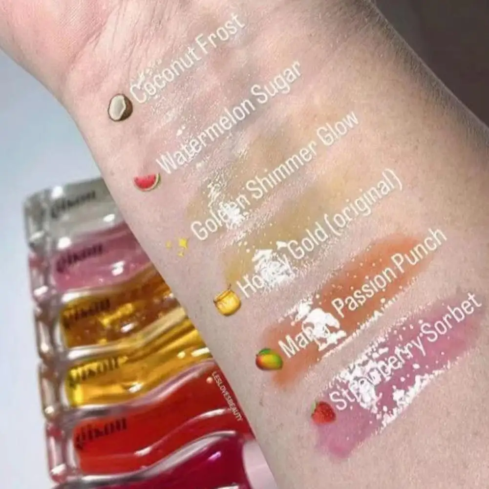 Huile de Protection des lèvres au miel, eau légère, Essence de miel, huile pour les lèvres, hydratant longue durée, scintillant fruité, brillant exfoliant, soin des lèvres