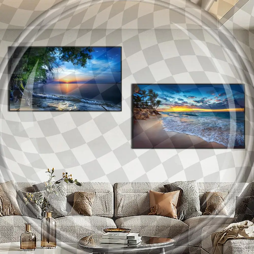 

2pcs Landscape 5D DIY Full Drill Round Diamond Painting Kit Home Decor 70x40cm (D)