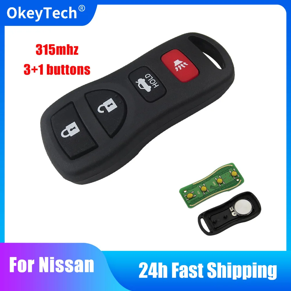 OkeyTech 315MHZ 4 Buttons Auto Car for Infiniti For Nissan Keyless Entry Remote Control Keys KBRASTU15