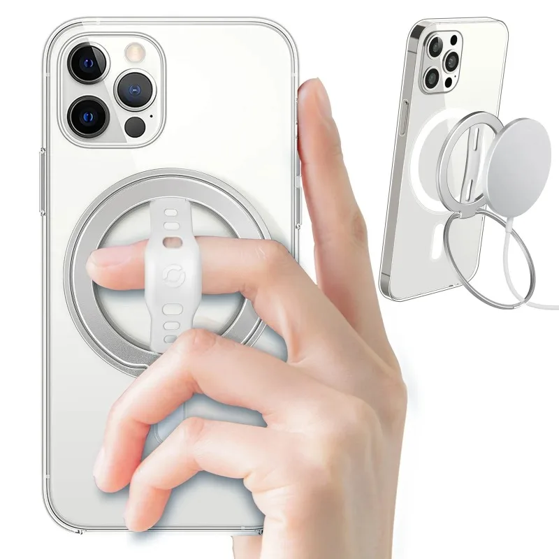 Magnetic Detachable Phone Ring Support Silicone Finger Loop Grip Stand Fit IPhone 13 12 Pro Max Mini Multi Angle Viewing Tool