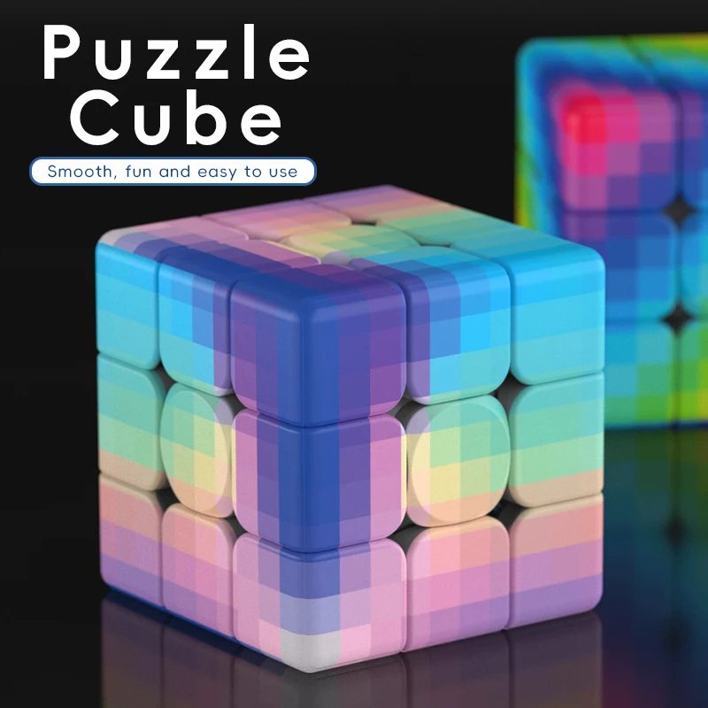 Gradient Blue-Pink Color Changing 3x3 Cube Puzzle Toy - Brain Teaser Cube Twist And Solve Game