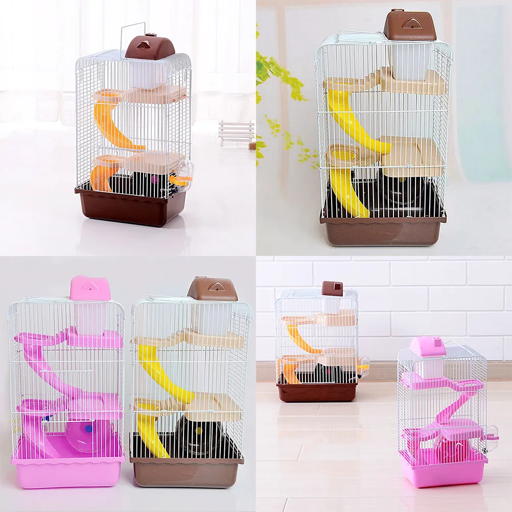 Luxury 3-Tier Slide Design Hamster Cage Eco-Friendly PP Plastic Pet with Running Wheel Leakproof Water Jug for Hamsters