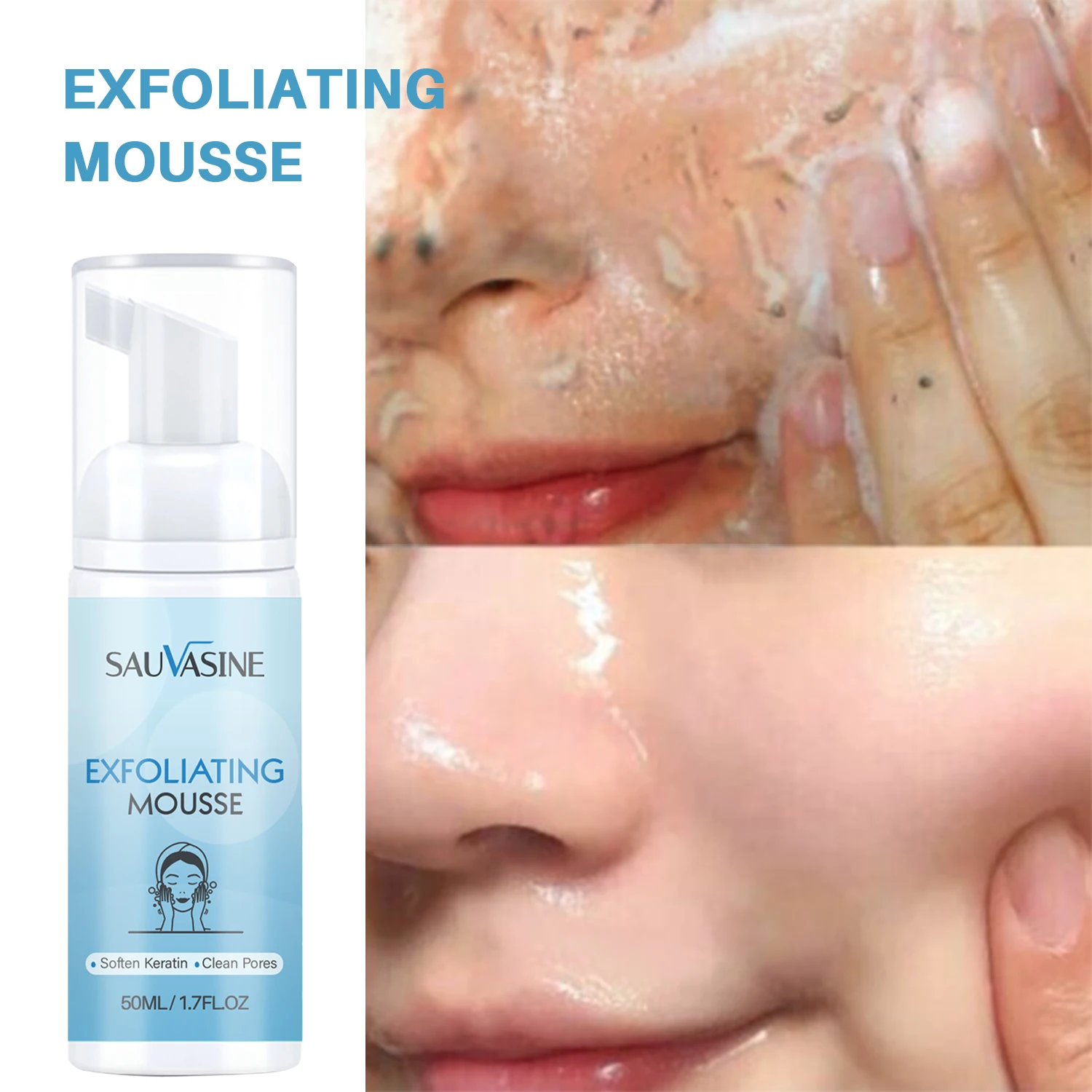 

Foaming Exfoliating Mousse Deep Remove Cleaning All Skin Types Wash Face Smooth Moisturizing Skin Exfoliator Unblock Pores 50ML