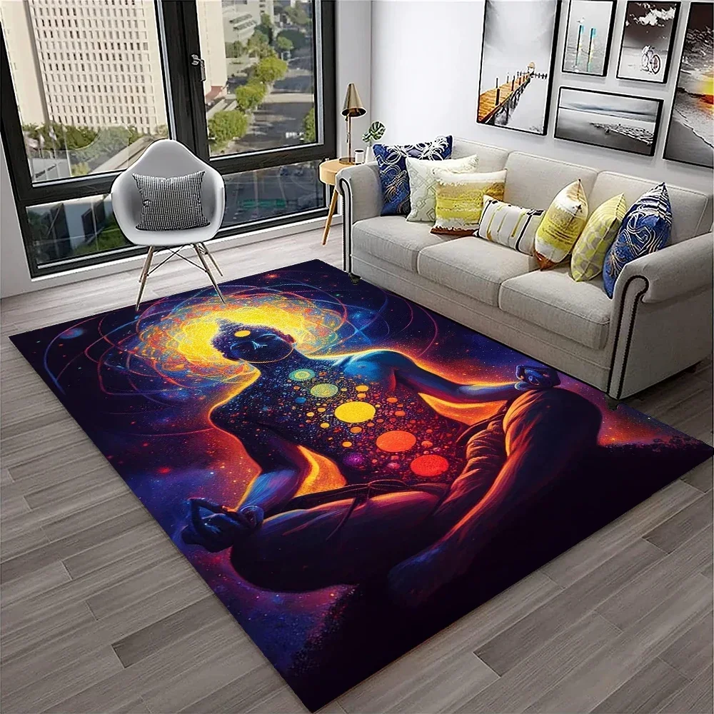 Naturalize Yoga Meditation Rainbow 7 Chakra Soft Carpet Rug for Home Living Room Bedroom Sofa Doormat Decor, Non-slip Floor Mat