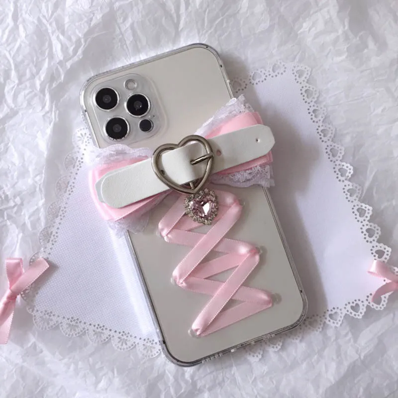 Cute Belt Ballet y2k Girl Lolita Phone Case Transparent for iPhone 16 15 14 pro max Samsung Galaxy Custom Phone Cover