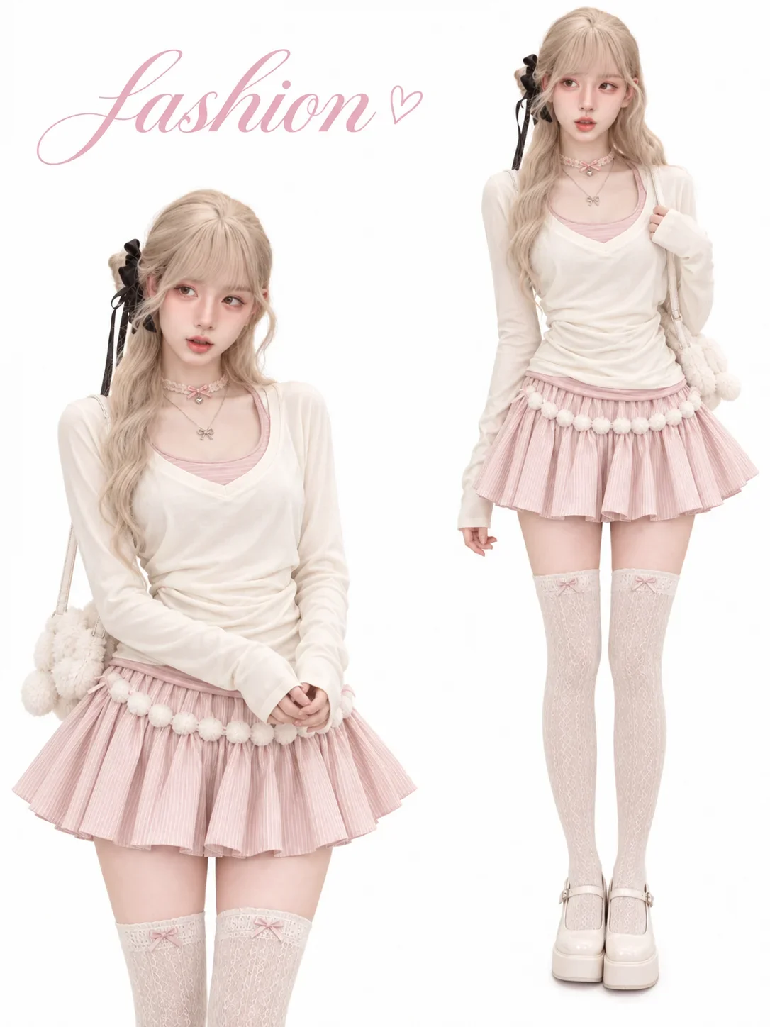 American Retro Cute Women 2 Piece Outfit Sets Sweet Casual Crop Top Blouse Short Skirt Y2K Harajuku Kawaii Streetwear Chic