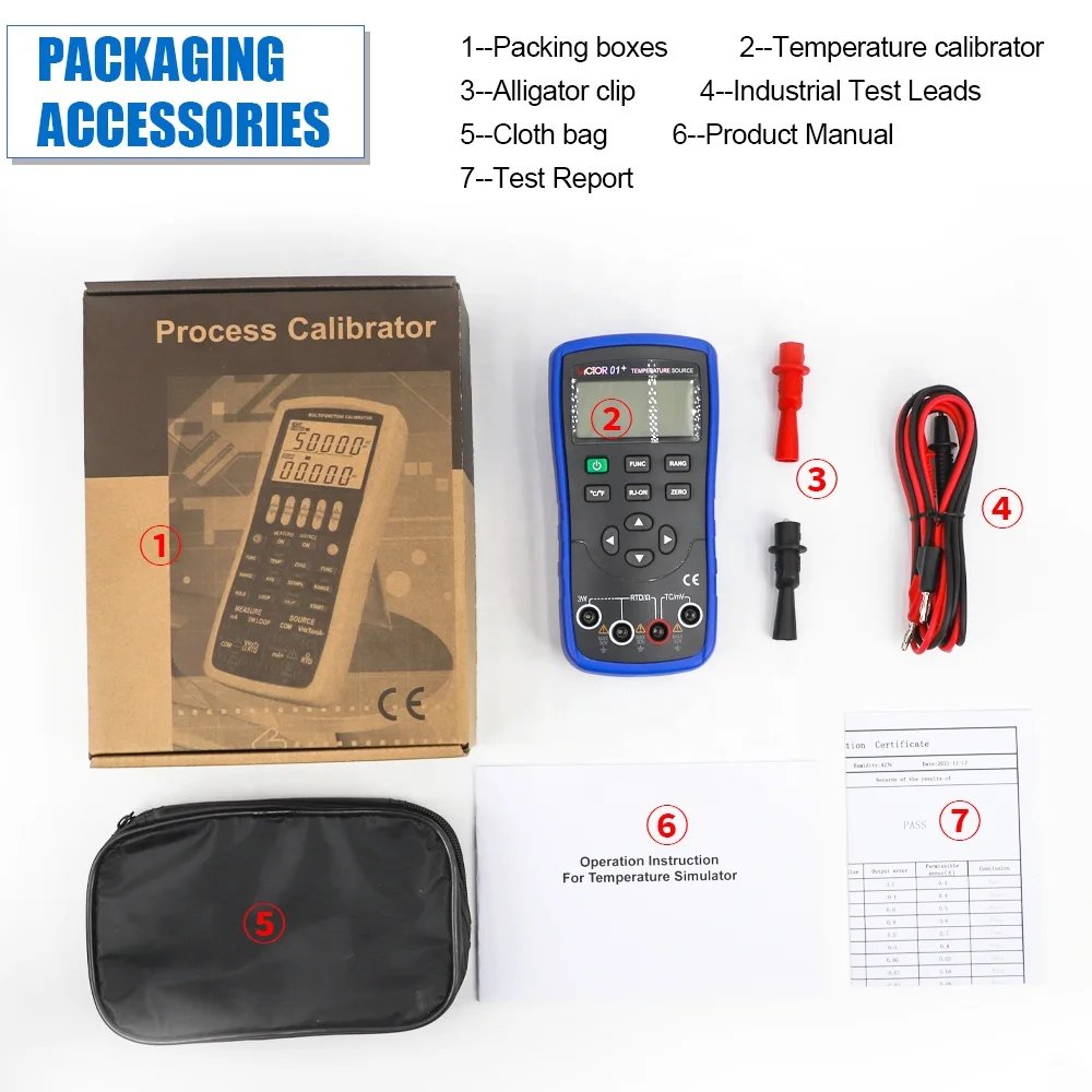 VICTOR 02+ Thermocouple Calibrator Imput And Output Source 8 Types Of Thermocouple Measurement (R/S/K/E/J/T/B/N)