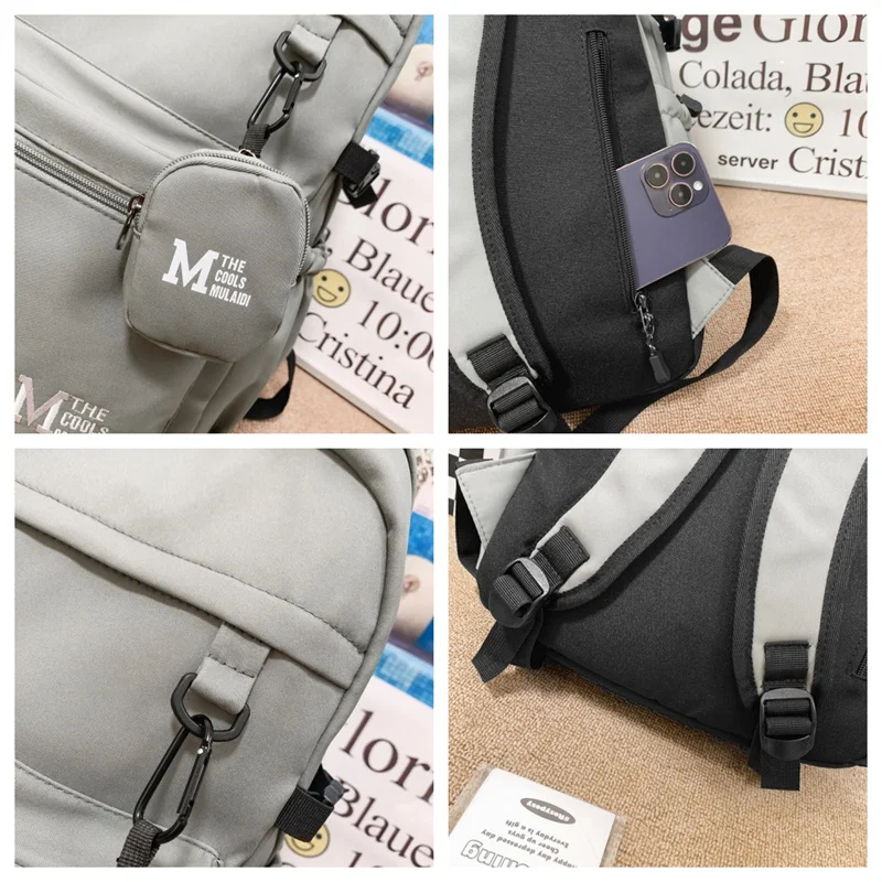 Mochilas escolares de gran capacidad para mujer, mochilas de viaje de ocio ligeras, mochilas de diseñador de nailon impermeables, mochilas de tendencia para mujer