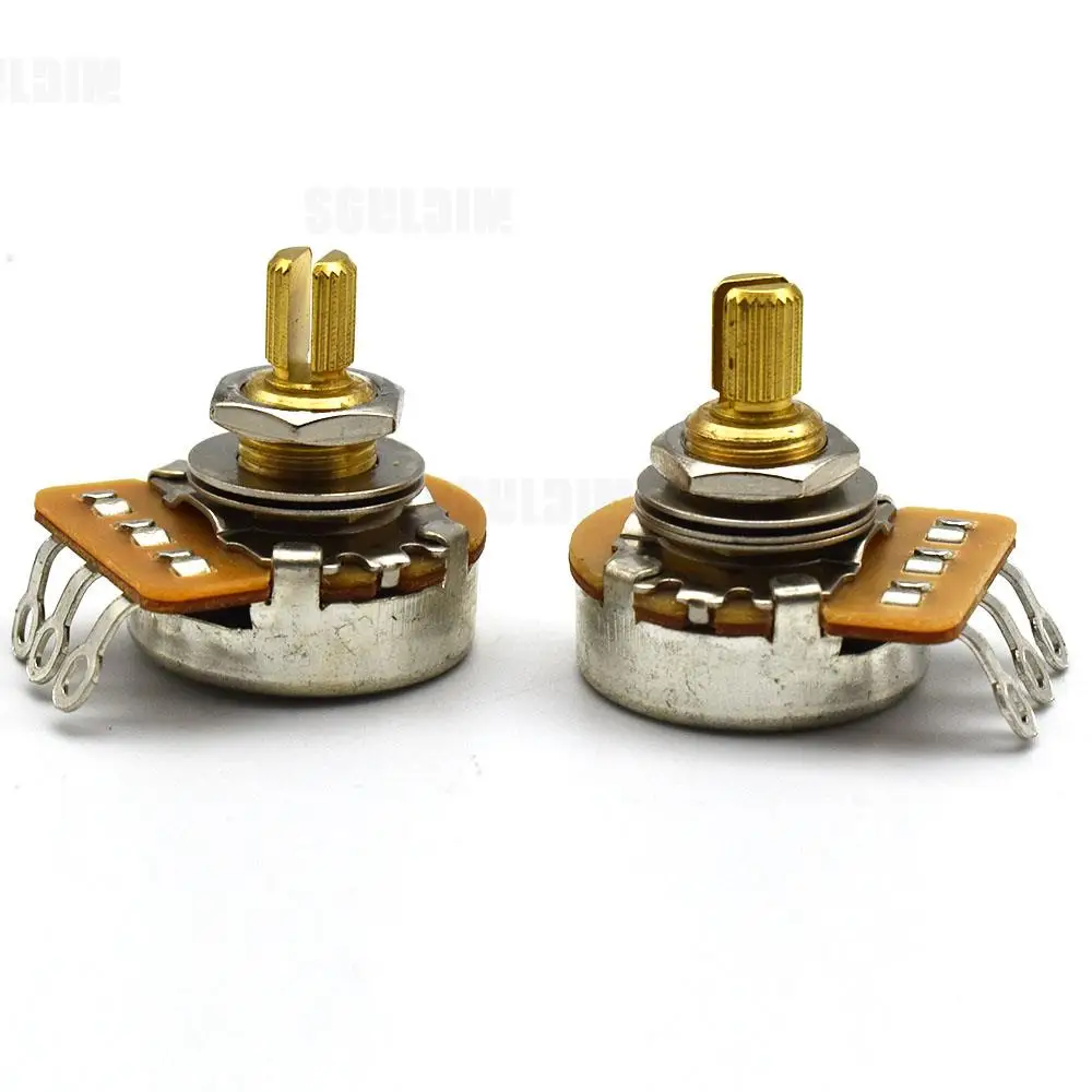 4pcs Brass Short Long Split Shaft Potentiometers Pots 250K 500K Option for Electric Guitar and Bass Tone Volume Parts