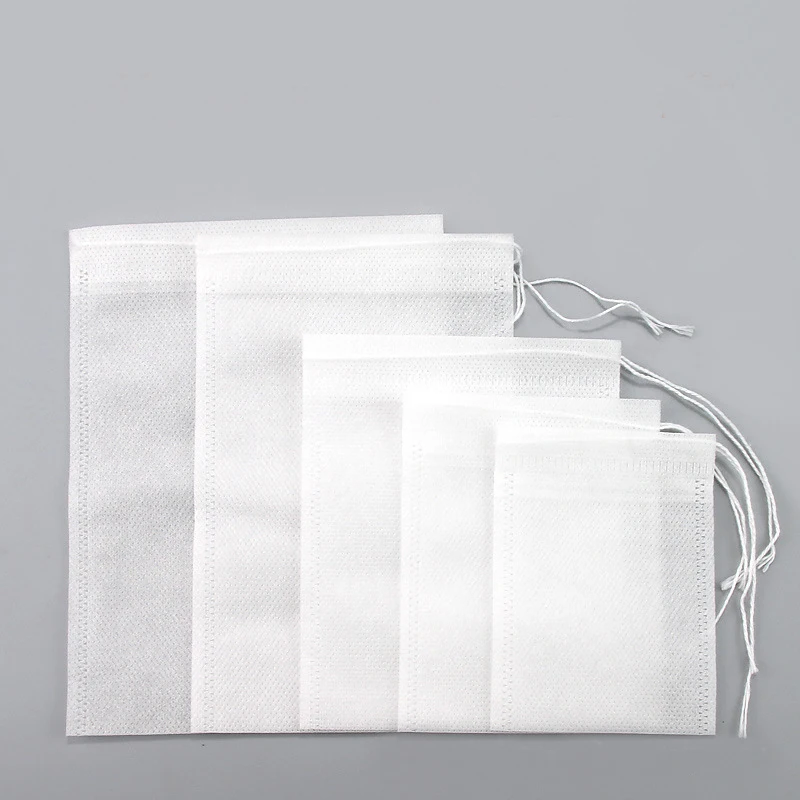 

100pcs/lot 5x7 7x9 8x10 10x12 10x15 12x16CM Drawstring Tea Bags Non-woven Fabric Waterproof Storage Organize Pouches Filter Bags