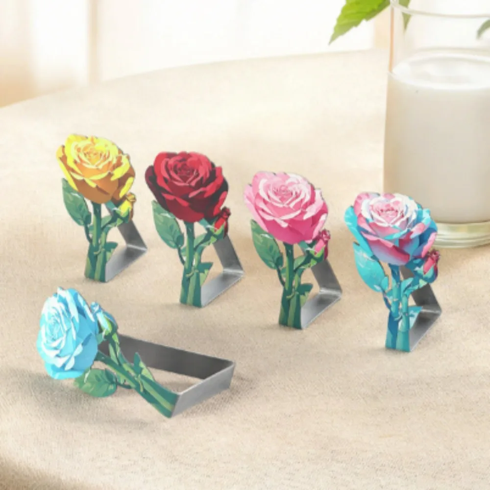 4PCS/set Stainless Steel Tablecloth Clips, Rose Pattern Table Cover Fasteners, Outdoor Camping Picnic Tablecloth Fixing Clamps