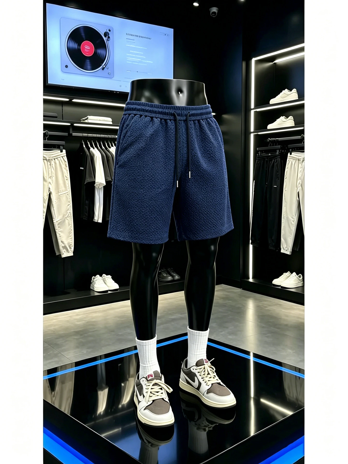 Lightweight Breathable Ice Silk Dragon Scale Pattern Shorts Men's Summer Sport Pants American Casual Mid-Length Shorts