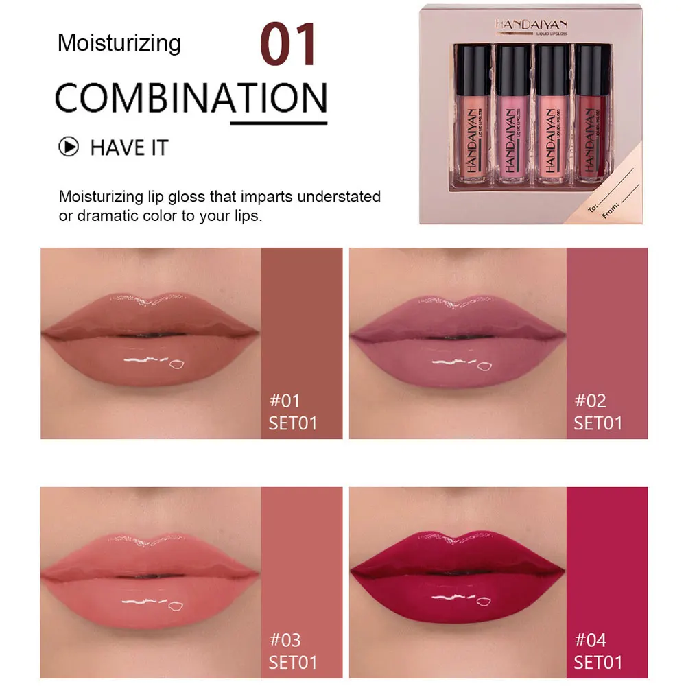 HANDAIYAN 4 pezzi di rossetti opachi liquidi Set Lip gloss tazza antiaderente impermeabile cosmetici coreani trucco per le donne