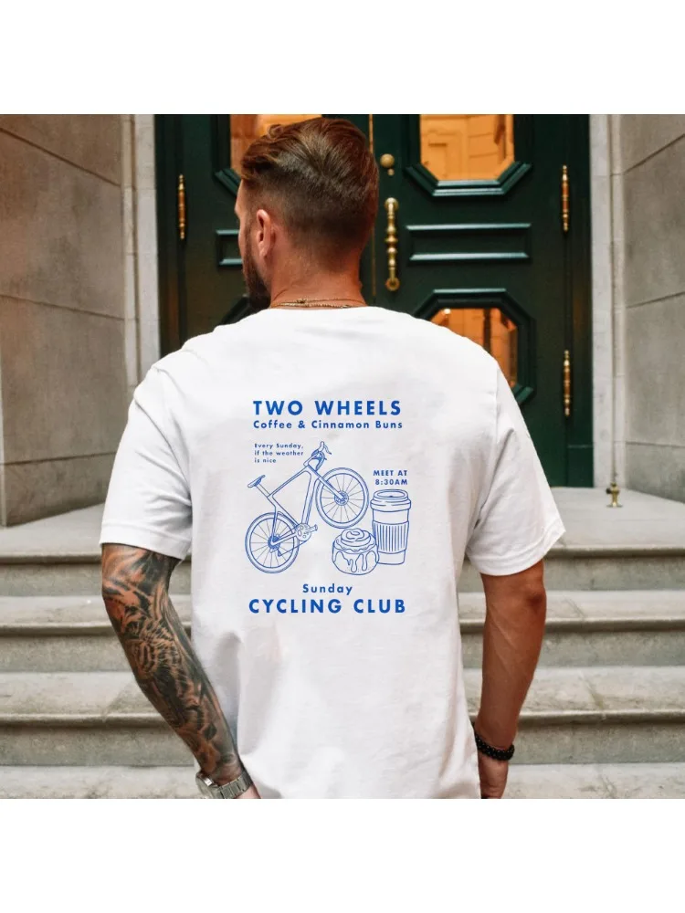 Sunday Cycling Club T-Shirt aus Bio-Baumwolle, Unisex-Rennrad-Grafik-T-Shirt, Oversize-T-Shirt, Grafik-T-Shirts, hochwertige Baumwolle