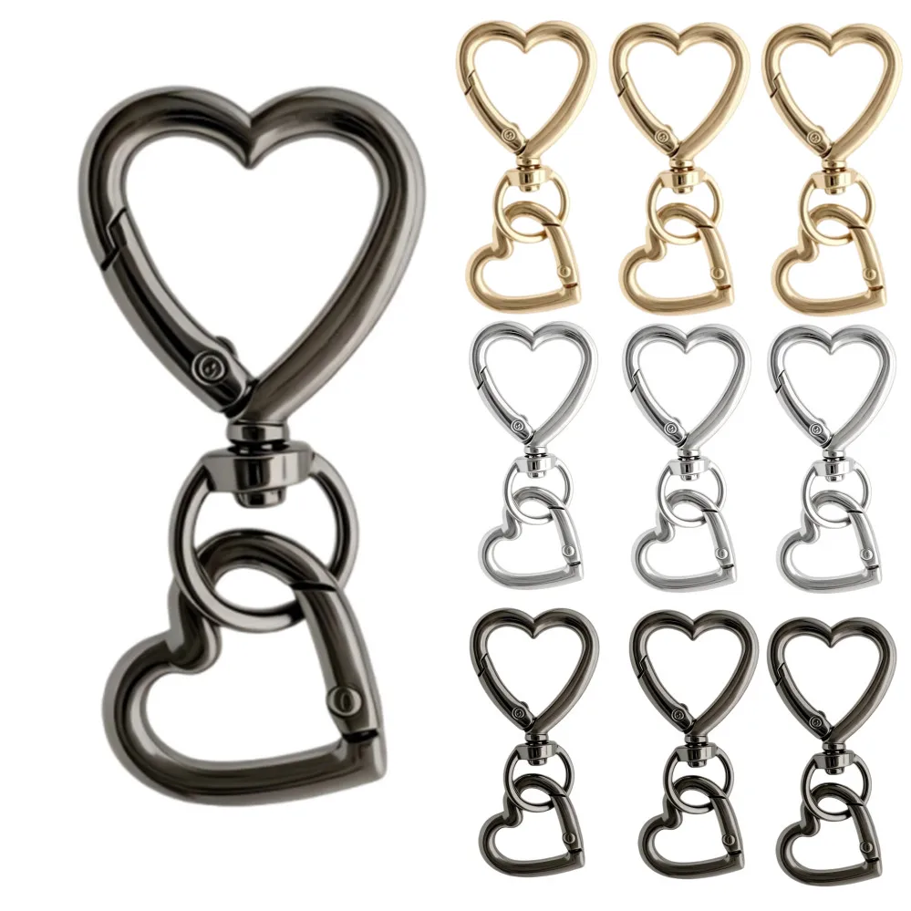 5/10/20/50 Sets Double Opening Swivel Keychain Clips Heart Spring Clasp Hooks Snap Rings for Lanyards Hardware Crafts