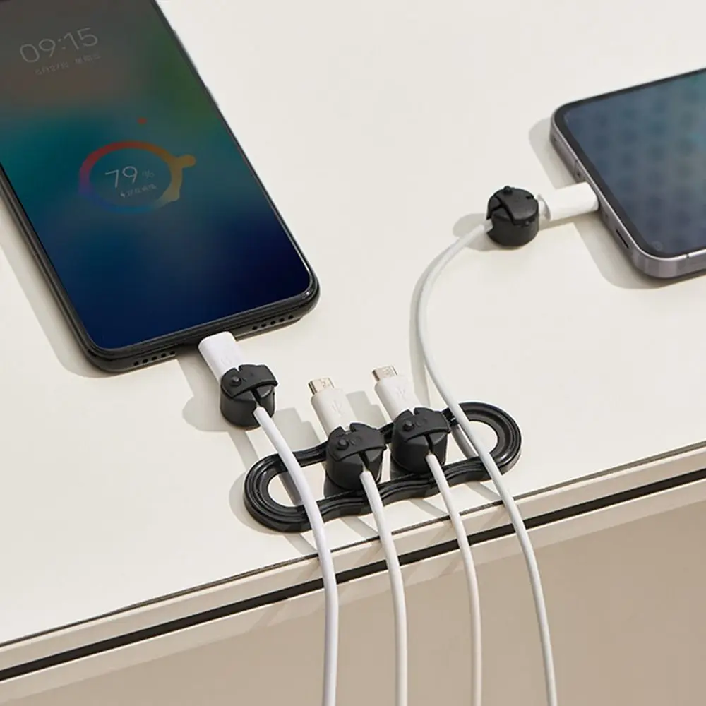 Durable Magnetic Magnetic Cable Organizer Self Adhesive ABS Charging Cable Holder Cable Organizer