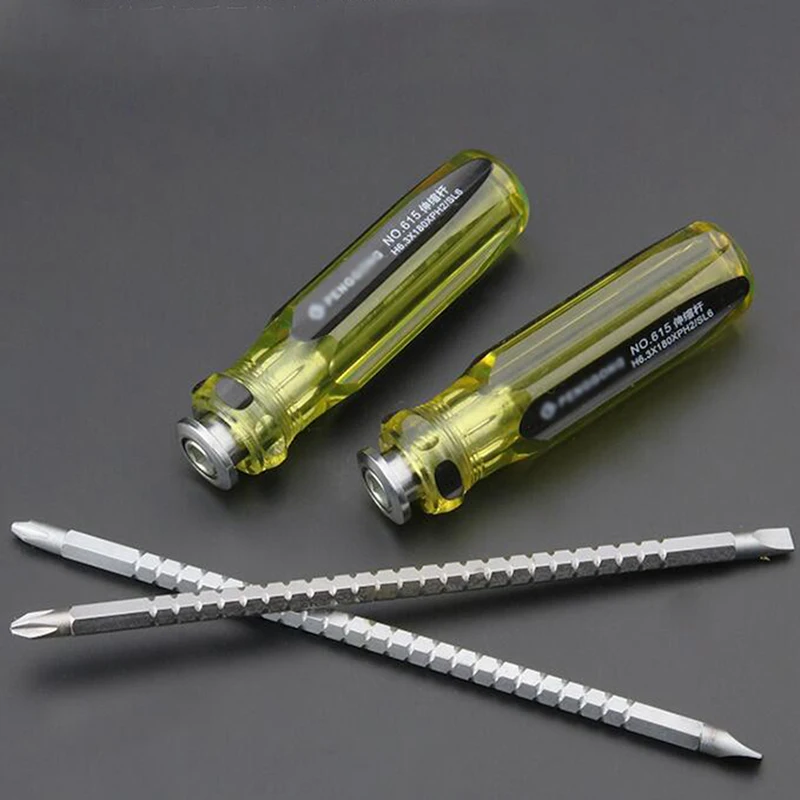 Double-Use Screwdriver Removable Hand Tool Chrome Vanadium Steel Repair Tool Handle Flathead Screw Driver