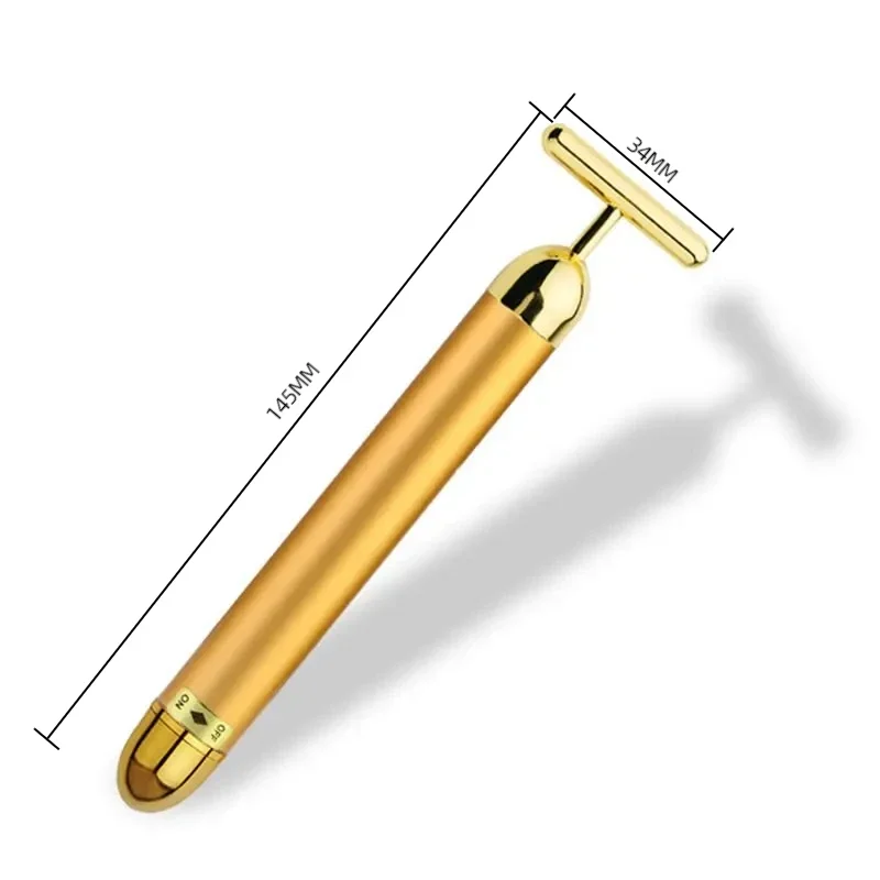 24K Electric Face-Lifting Rose Gold Stick T-Shaped Tacial Massager