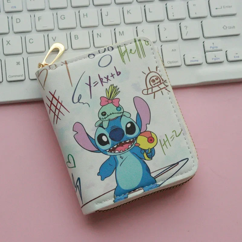 Borsa portaoggetti da viaggio Miniso Stitch, borsa per carte, borsa per documenti, portafoglio Zero, cerniera corta, mini portafoglio Cartoon Zero