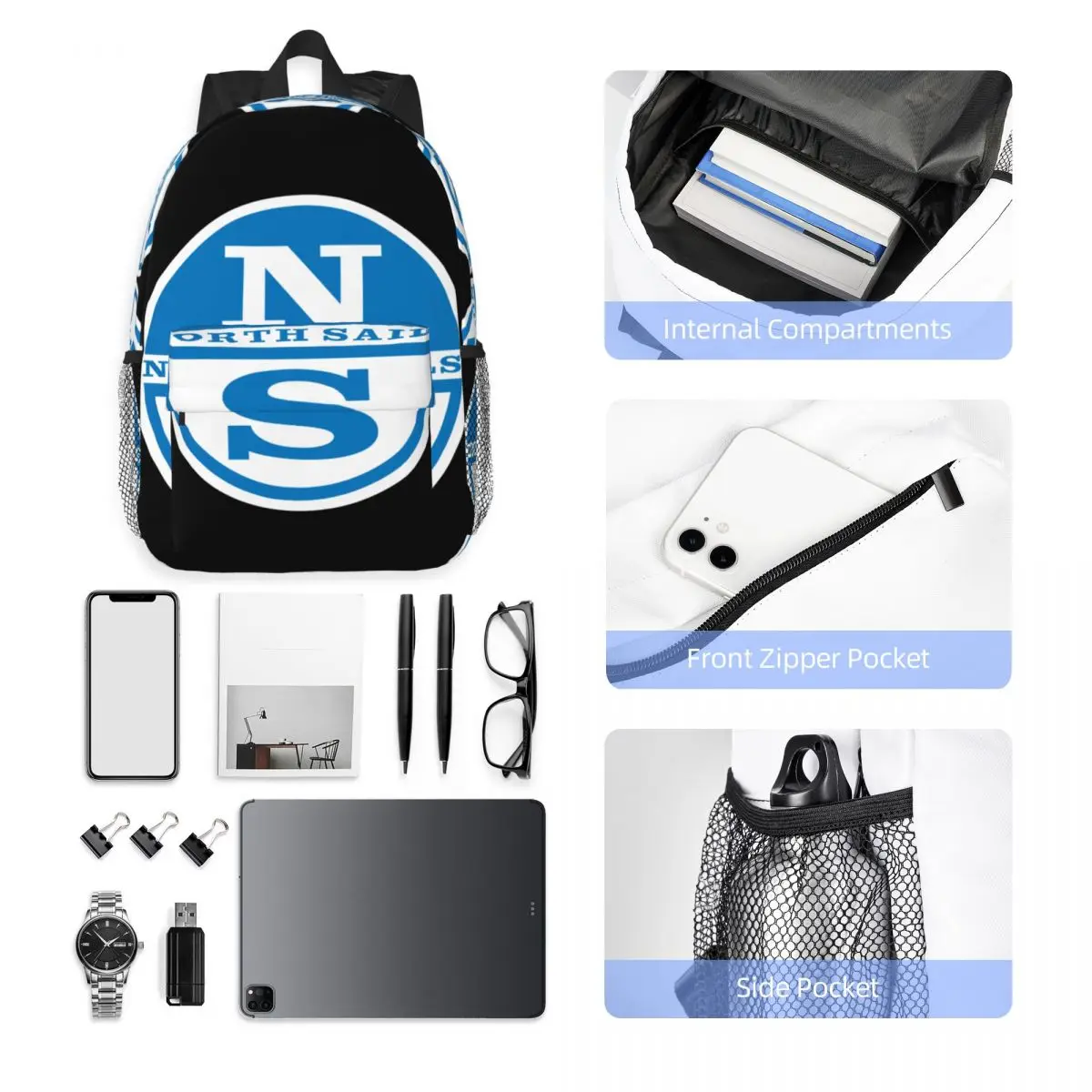 North Sails Backpack Middle High College School Student Bookbag