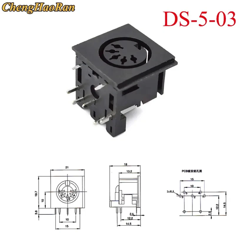2 Stück 4-8 Pin Mini-DIN-Buchse für Tastatur, Maus, MIDI-Anschluss, PCB-Montage, Großer S-Terminal DIN-Anschluss, 4-Pin, 5-Pin, 6-Pin, 7/8-Pin Buchse – Detail 3