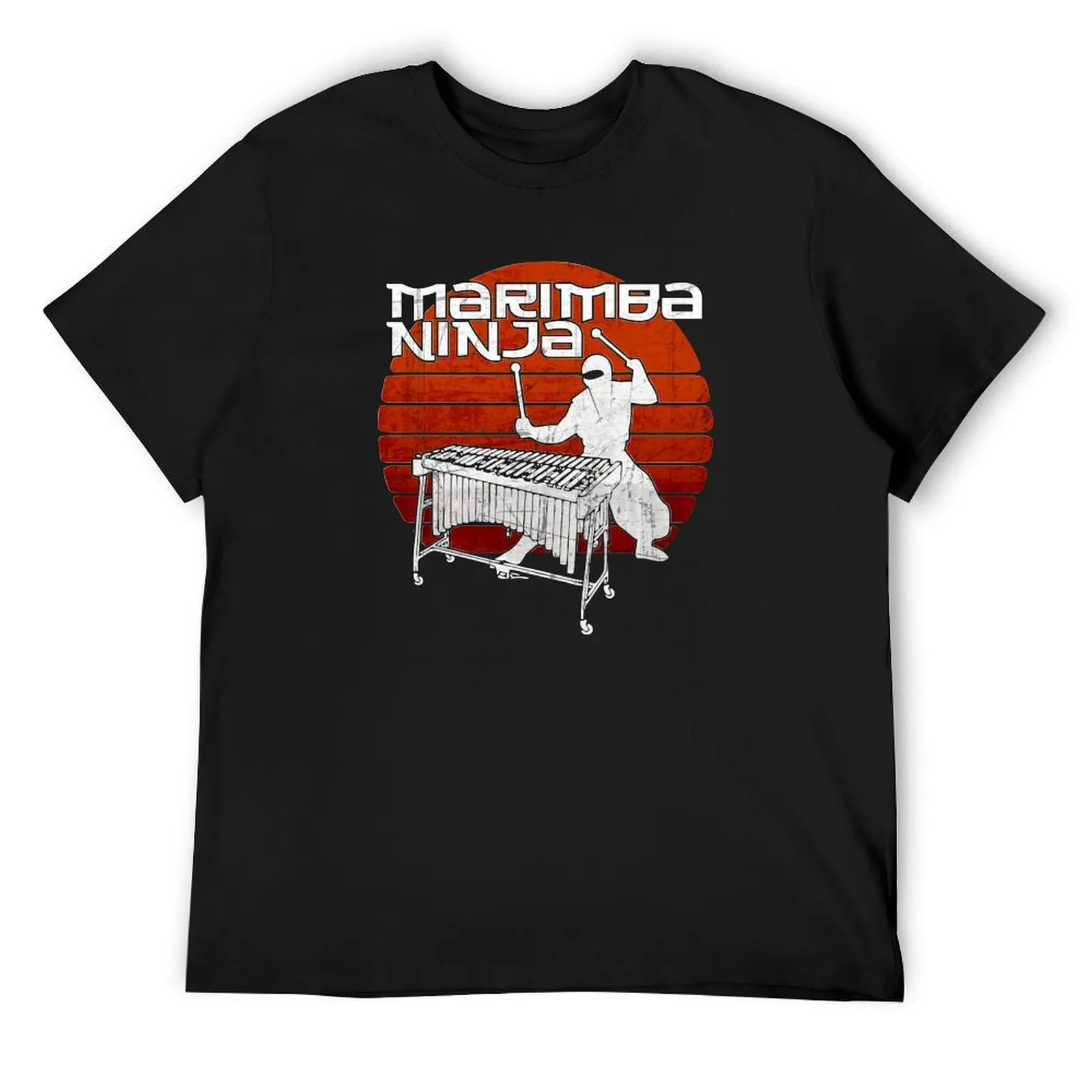 Marimba Ninja Vintage Funny Percussion Marching Band Gift T-Shirt plain customs design your own Men's clothing