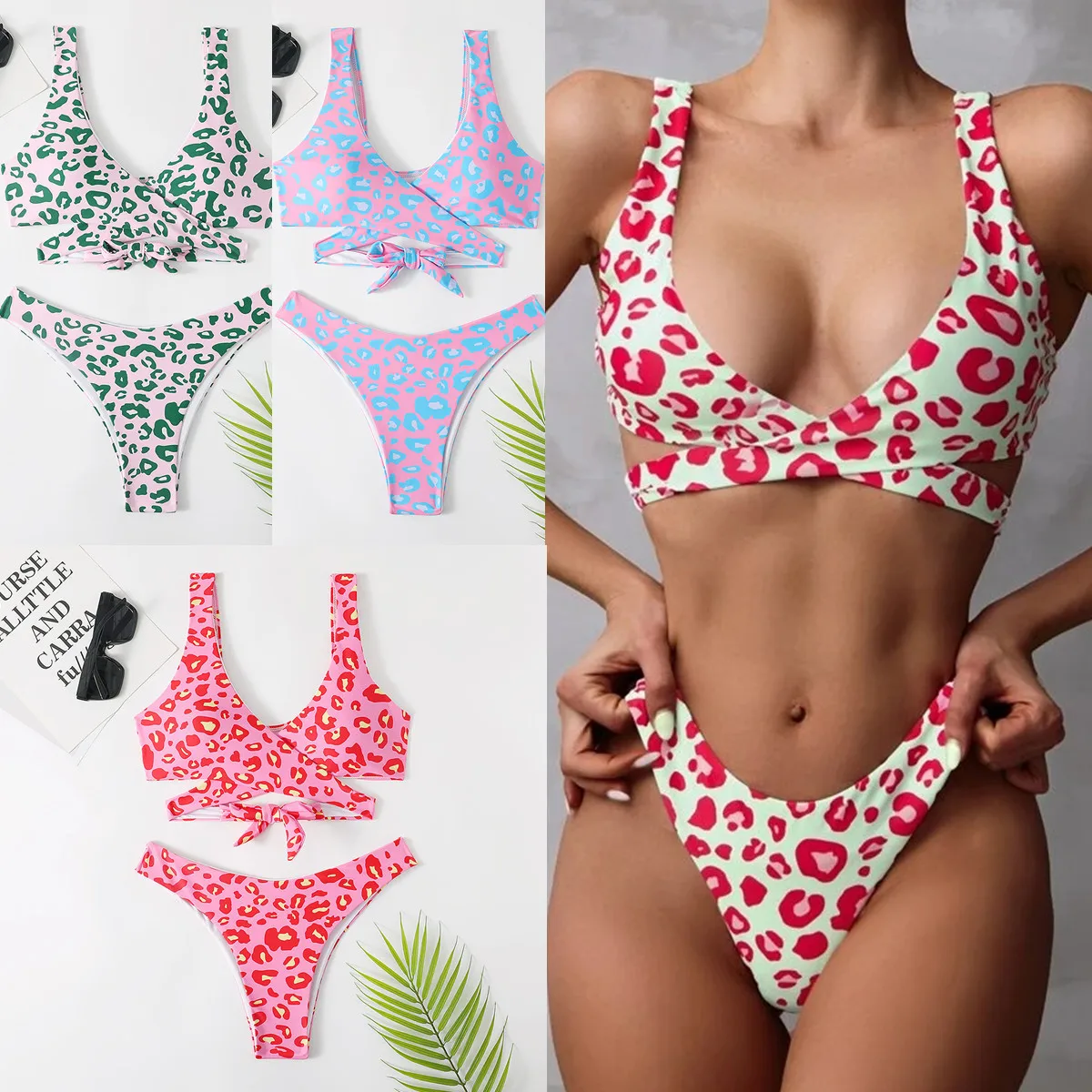 Costumi da bagno bikini sexy con stampa divisa incrociata di nuovi costumi da bagno europei e americani di design di lusso