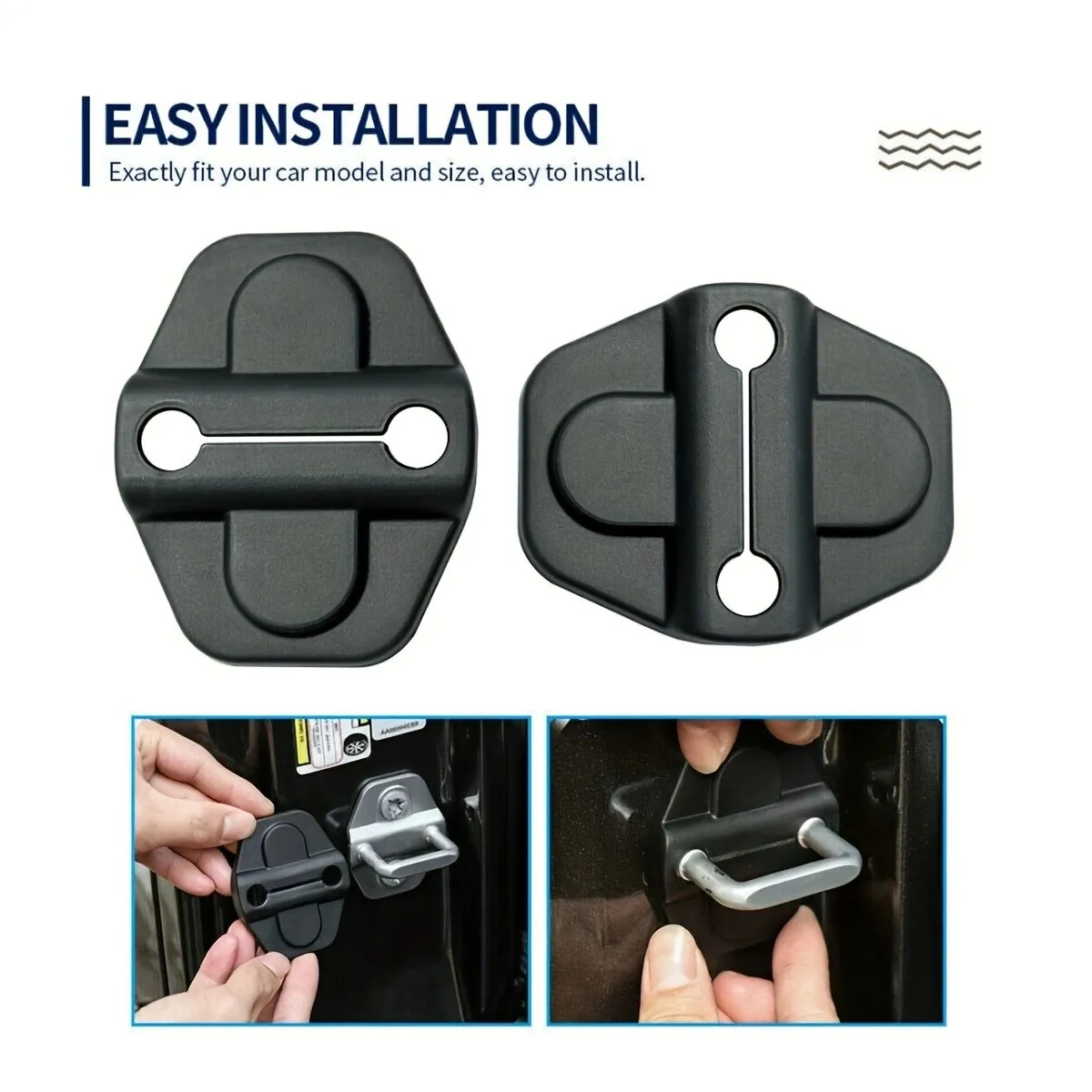 Door Lock Latch Protector Cover Trim, Matte Black Door Lock Screw Cover Accessories for Jeep Wrangler JL 2018+