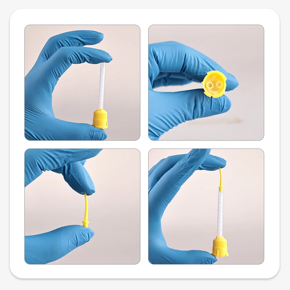 50 unidades/pacote dicas de mistura dental descartável cabeça de mistura de borracha de silicone materiais de impressão odontologia bicos tubos de