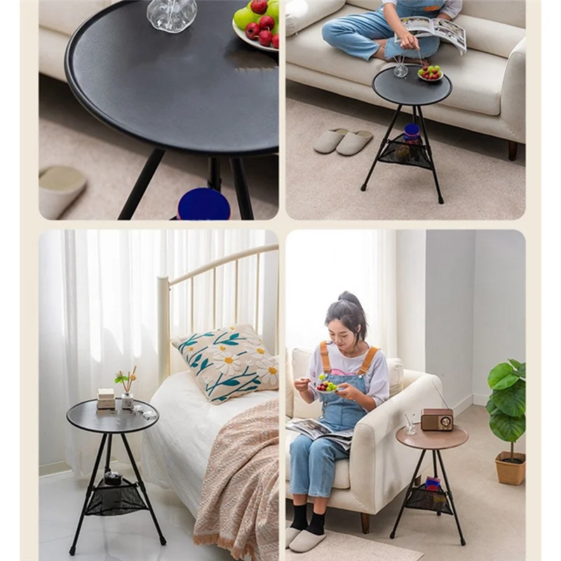ABJT-1Set Outdoor Camping Portable Small Round Table Lifting Simple Three-Legged Table ABS+Aluminum Alloy