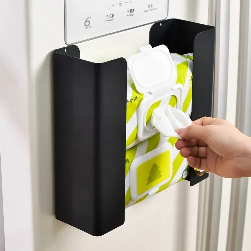 

Magnetic Tissue Box Holder - Fridge Mount Storage for Wet Wipes/Bags, No Drill Kitchen Organizer with Strong Adhesive