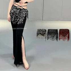 Belly Dance Tassel Waist Chain Bohemian Hip Scarf Skirt New Sequin Belt Dance Performance Sexy Triangular Waist Scarf Wholesale