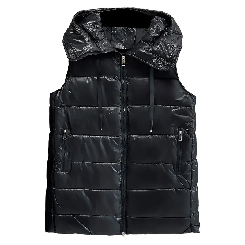 

XXXXXL модная женская парка больших размеров, новая зимняя простая жилетка средней длины с капюшоном и термоподкладкой без рукавов на молнии 6877