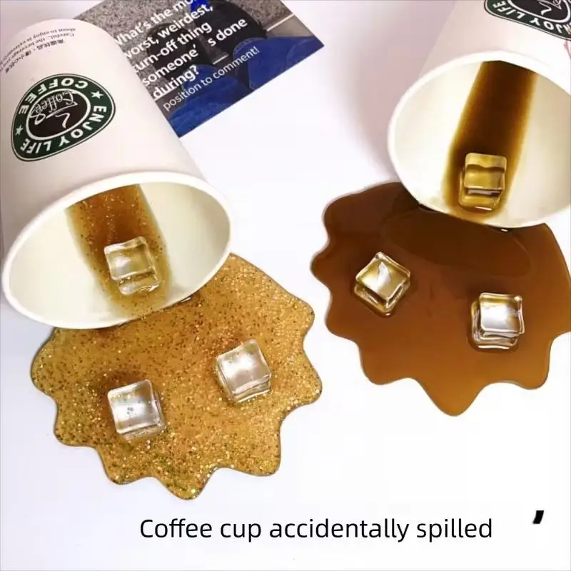 Spilled Coffee Cup Phone Stand - Funny Prank Home Decor with Non-Slip Base, Perfect Gift for Office & Desk
