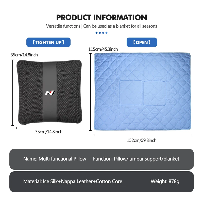 Car Air Conditioner Quilt Pillow Dual-Purpose Waist Cushion For Hyundai Sonata i30 i20 Tucson Elantra Kona N Line - view 6