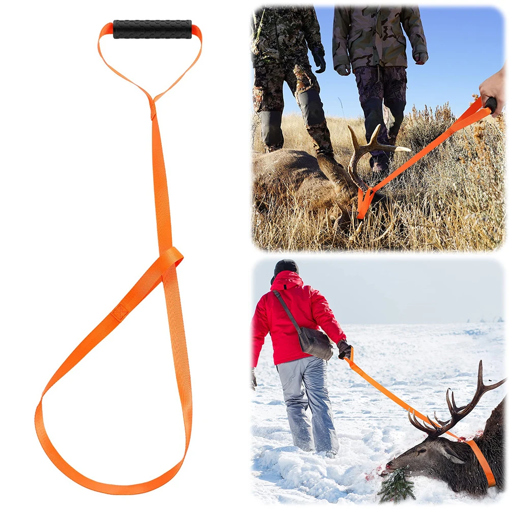 150cm Orange Deer Puller with Handle Deer Drag String Multipurpose Antler Drag Strap for Hunter Gear Accessories