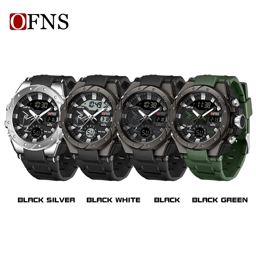 OFNS Top Brand Luxury G-style Watch Men Sport Alarm Clock Stopwatch Waterproof Dual Display Digital Quartz Men\'s Wristwatch