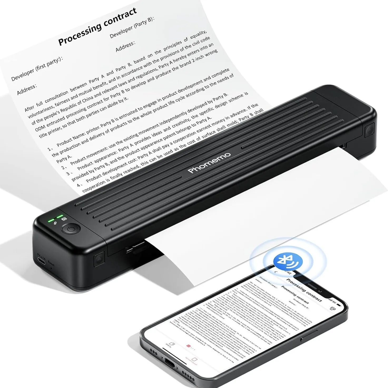 

Бесчернильный портативный термопринтер формата А4, Bluetooth, PDF, Excel, слово, печатная машина для документов, рулон бумаги для офисной работы, дома, школы