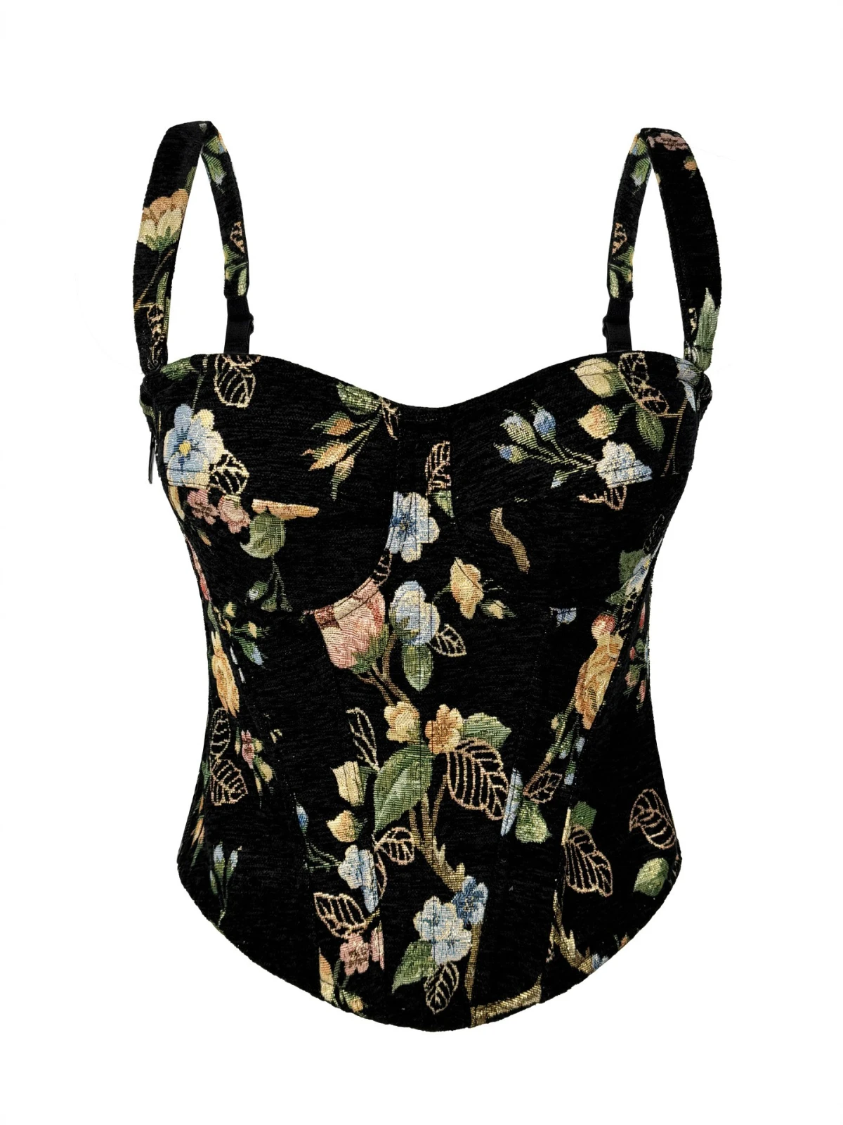 

SsTss женский корсет в стиле ретро с цветочным принтом, топ на бретельках, сексуальный бюстгальтер с регулируемым ремешком и мягкой подкладкой, тонкая спинка, корректирующее белье на шнуровке