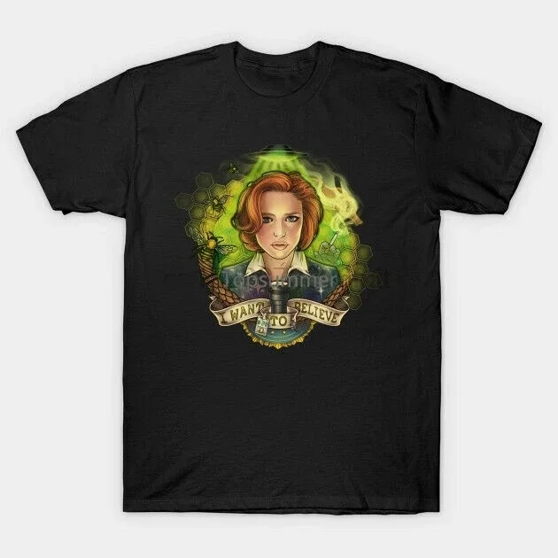 أريد أن أصدق دانا سكالي The X Files Fbi Agent تي شيرت أسود مولدر S-6Xl