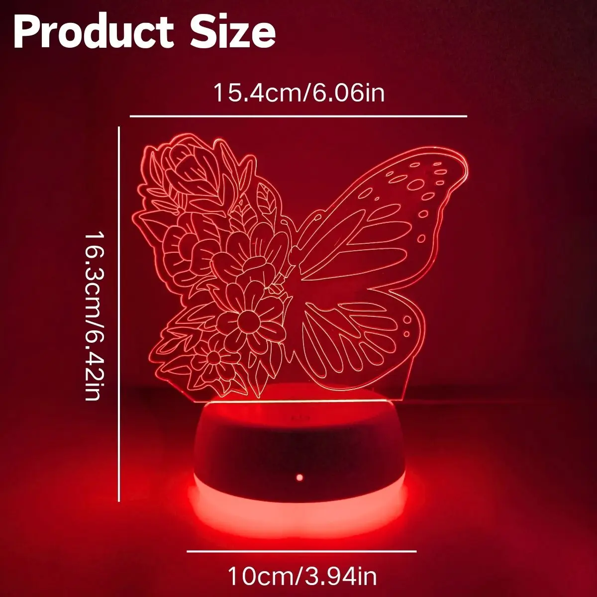 1pc Modern Creative Flower Butterfly 3D Night Light, USB Powered, Seven Color Changing, Even Illumination, Eye-Friendly