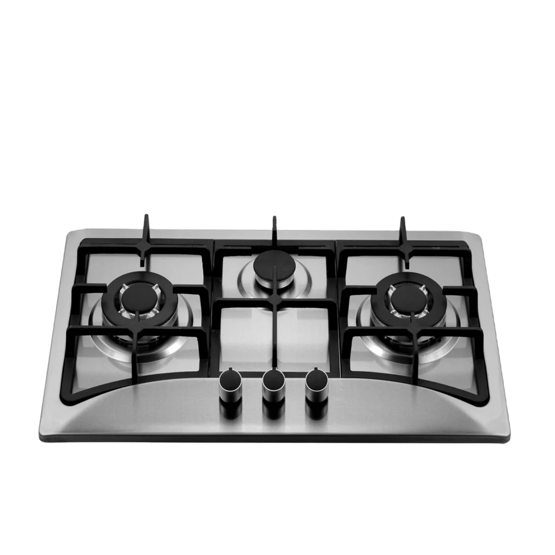 Estufa de gas automática de acero inoxidable de 3 quemadores, precio de fábrica barato, placa para uso doméstico, fuente de energía eléctrica para exteriores