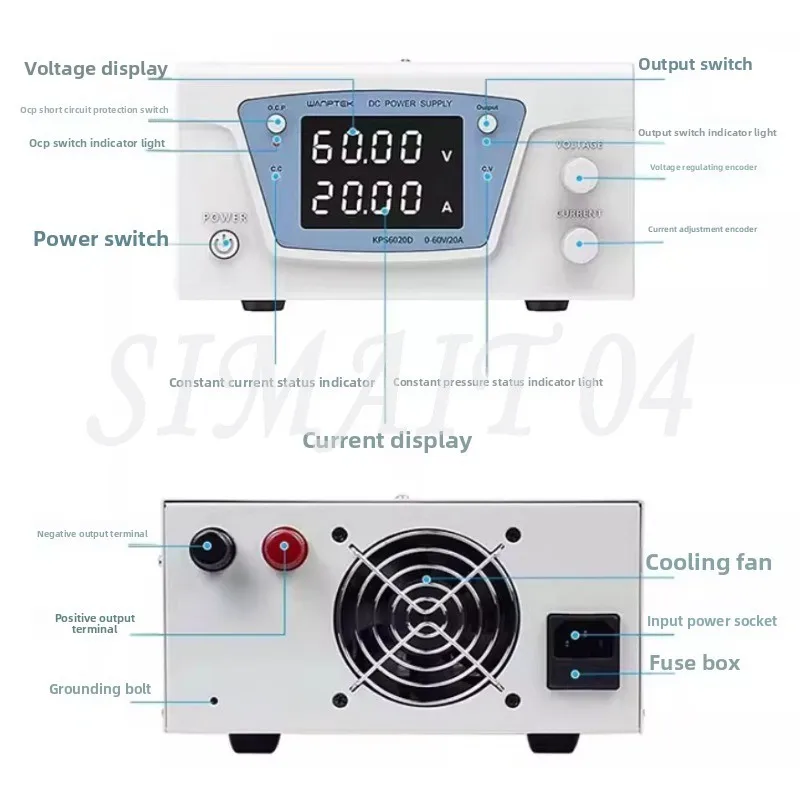 KPS6020D 60V 20A 1200W DC Power Supply Adjustable Power Supply (220V/110V) for Aging Tests R&D